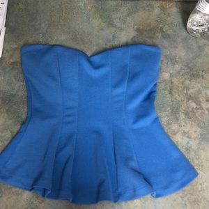 Baby blue strapless dress shirt